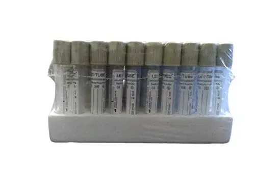 Lev-Lock Blood Collection Tube (Sodium Fluoride) Non Vacuum Tube Double Cap 2ml ( Pack Of 100 )