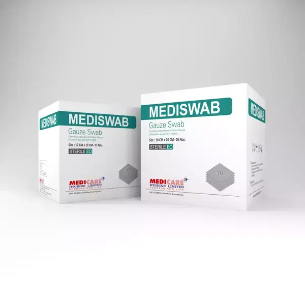 Medicare Mediswab (10cm X 10cm X 12 Ply) Gauze Swab | 10 Packs of 4 Pcs in Each Pack | Absorbent Cotton Gauze