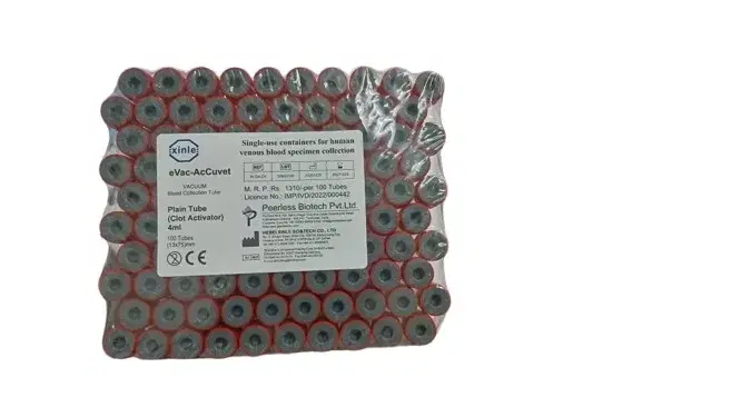 Xinle Vacuum Blood Collection Tube Plain (Red) Tube( Clot Activator ) Pack Of 100